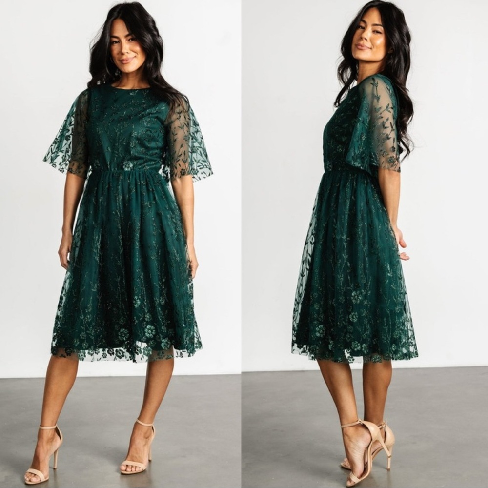 Baltic Born Green Lace Midi Dress